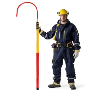 High Voltage Life Hook with 6.5/9.38ft Rescue Pole, Heavy Duty Emergency Electrocution Lifesaving Hooks 10-35kv, Strong Load-Bearing Capacity,Electrical Safety Emergency Life-Saving Tools(2m/6.5ft -