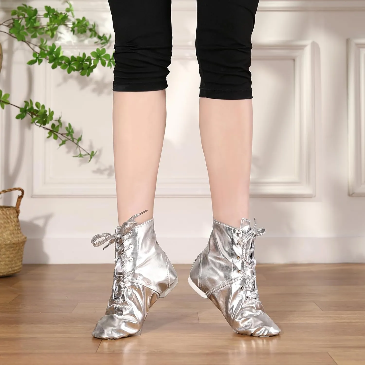 HIPPOSEUS Jazz Dance Boots with Lace up Split Sole Dance Shoes Modern Dance Practice Shoe for Women and Men