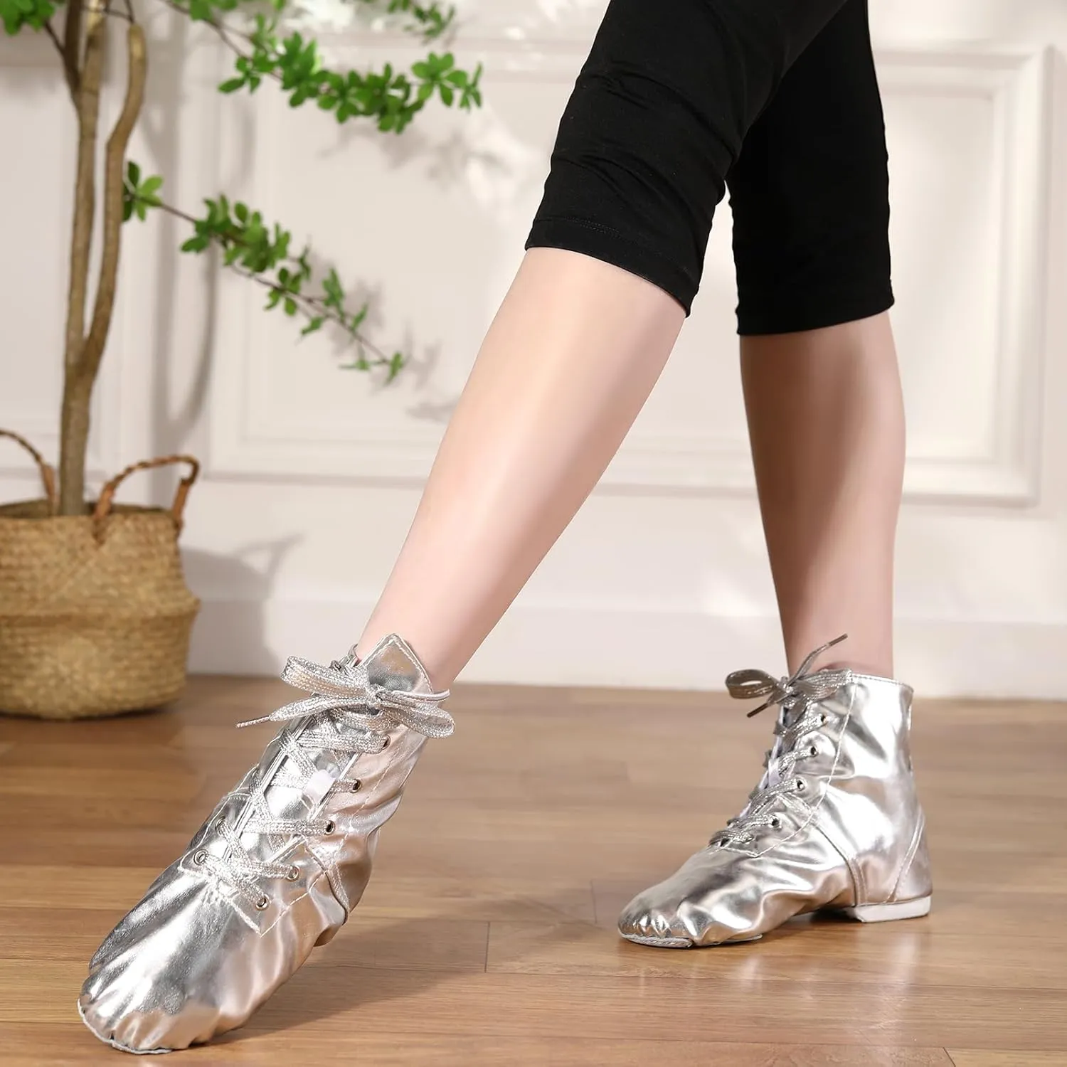 HIPPOSEUS Jazz Dance Boots with Lace up Split Sole Dance Shoes Modern Dance Practice Shoe for Women and Men