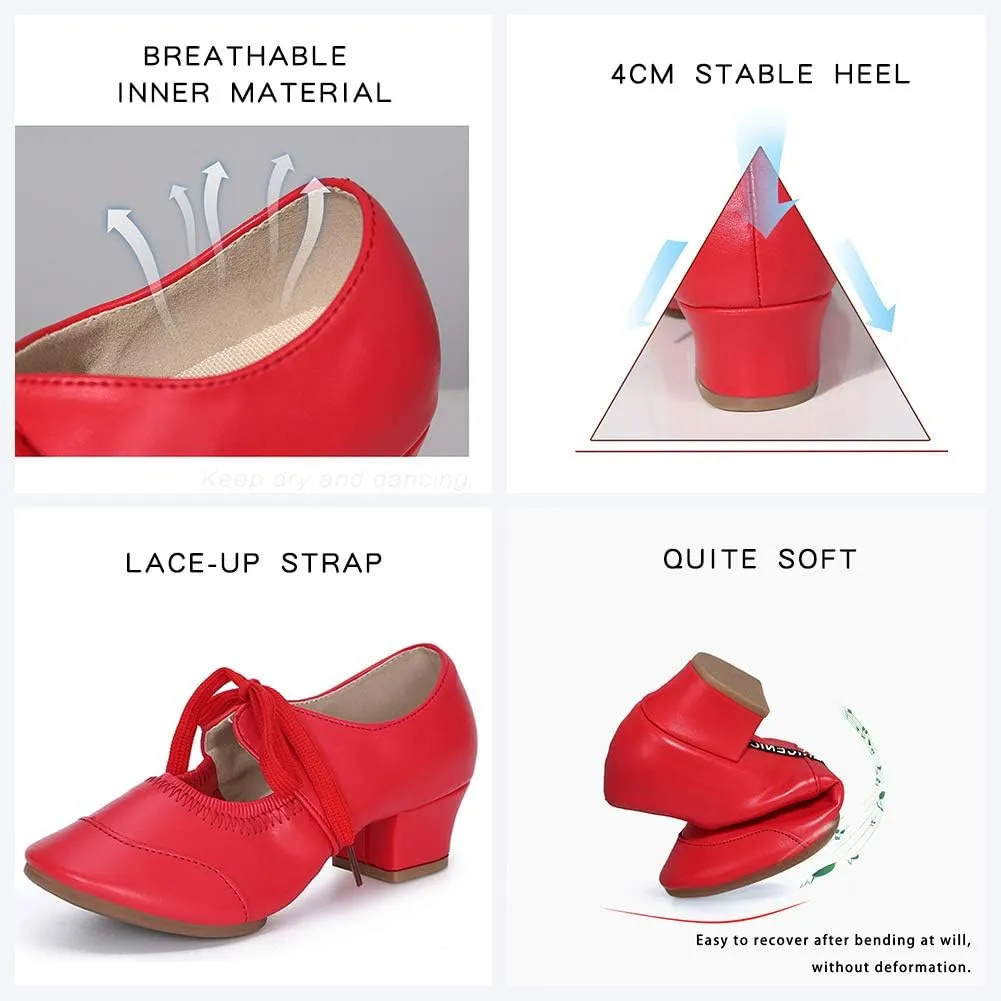 HIPPOSEUS Women's Latin Dance Practice Shoes Split Sole Ballroom Dance Training Shoes,Model 215