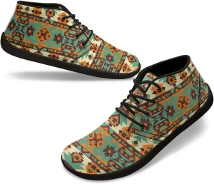 Howilath Aztec Tribal Print Barefoot Shoes Men Leather Low Zero Drop Sneaker Cross Training Shoes for Hiking Diving