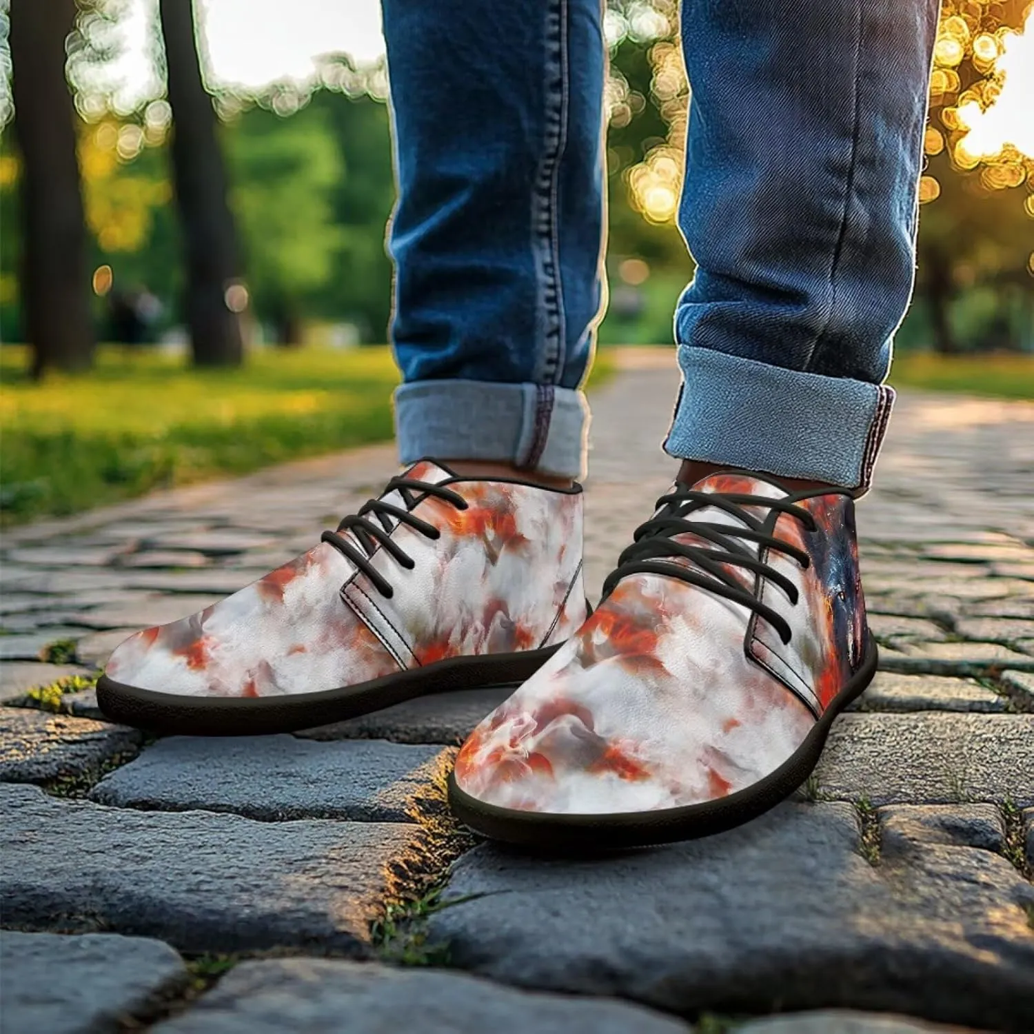 Howilath Wolf Print Barefoot Shoes Men Leather Low Zero Drop Sneaker Casual Running Cross Training Shoe