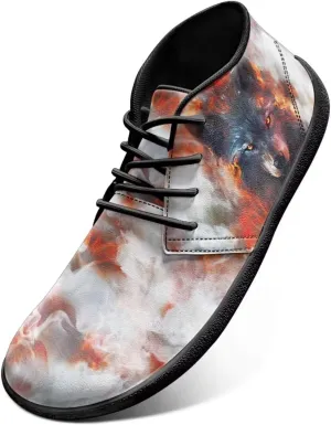 Howilath Wolf Print Barefoot Shoes Men Leather Low Zero Drop Sneaker Casual Running Cross Training Shoe