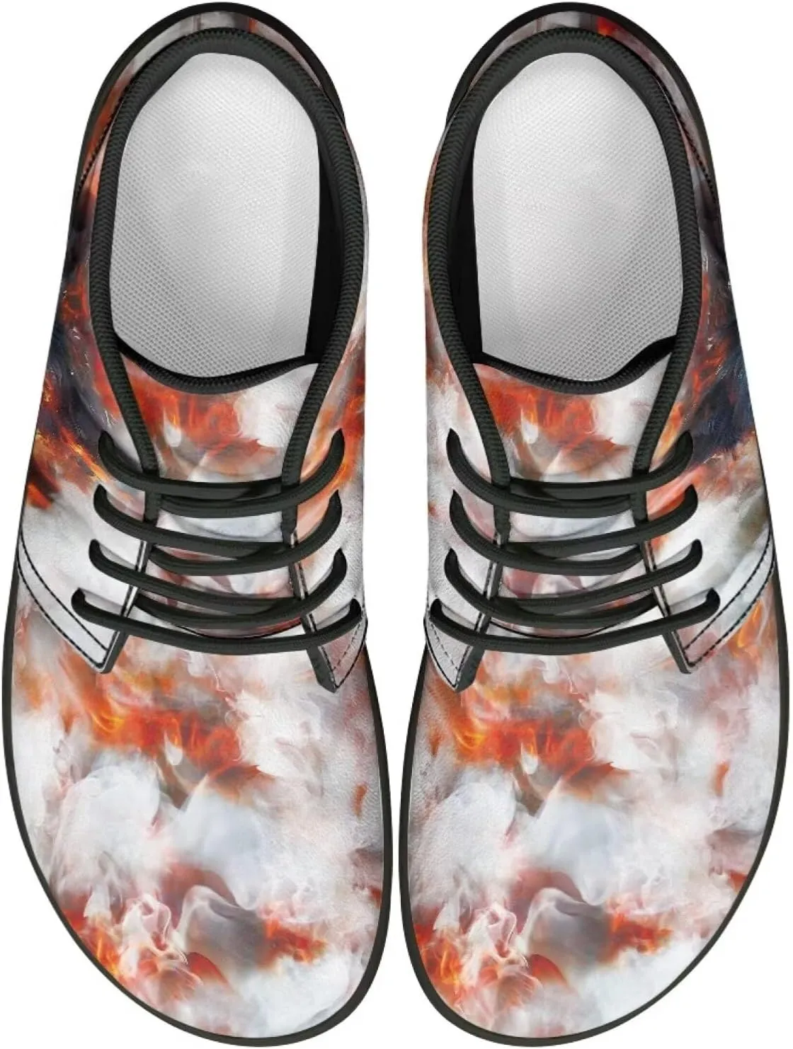 Howilath Wolf Print Barefoot Shoes Men Leather Low Zero Drop Sneaker Casual Running Cross Training Shoe