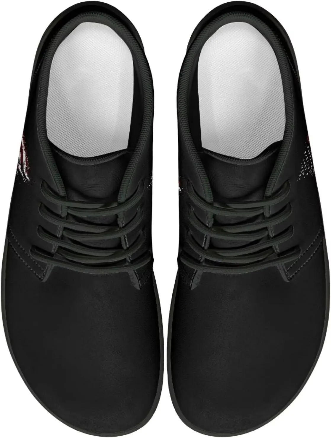 Howilath Wolf Print Barefoot Shoes Men Leather Low Zero Drop Sneaker Casual Running Cross Training Shoe