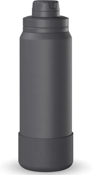 Hydrapeak 26oz Sport Insulated Water Bottle with Chug Lid, Leak & Spill Proof, Keeps Drinks Cold for 24 Hours, Hot for 12 Hours, Premium Stainless Steel Water Bottles (26oz, Grey Matter)
