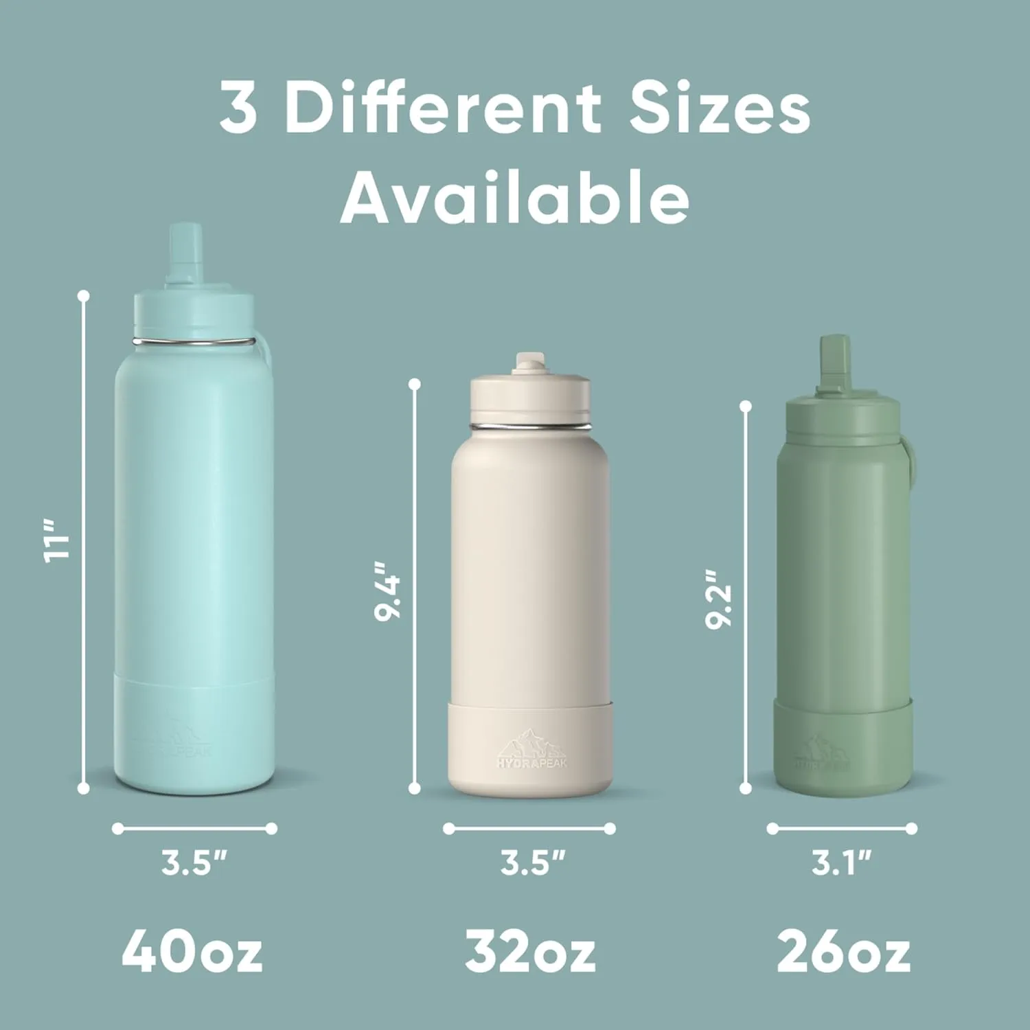 Hydrapeak 32oz Sport Insulated Water Bottle with Straw or Chug Lid, Leak & Spill Proof, Keeps Drinks Cold for 24 Hours, Hot for 12 Hours, Premium Stainless Steel Water Bottles (32oz, Alpine)