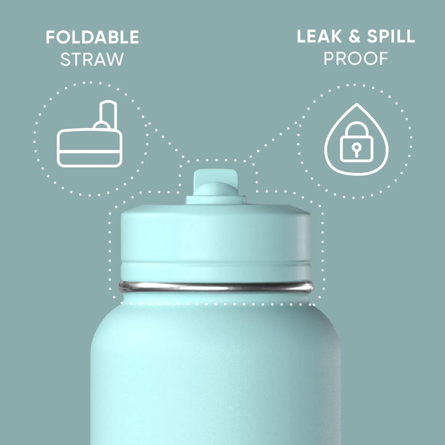 Hydrapeak 32oz Sport Insulated Water Bottle with Straw or Chug Lid, Leak & Spill Proof, Keeps Drinks Cold for 24 Hours, Hot for 12 Hours, Premium Stainless Steel Water Bottles (32oz, Alpine)