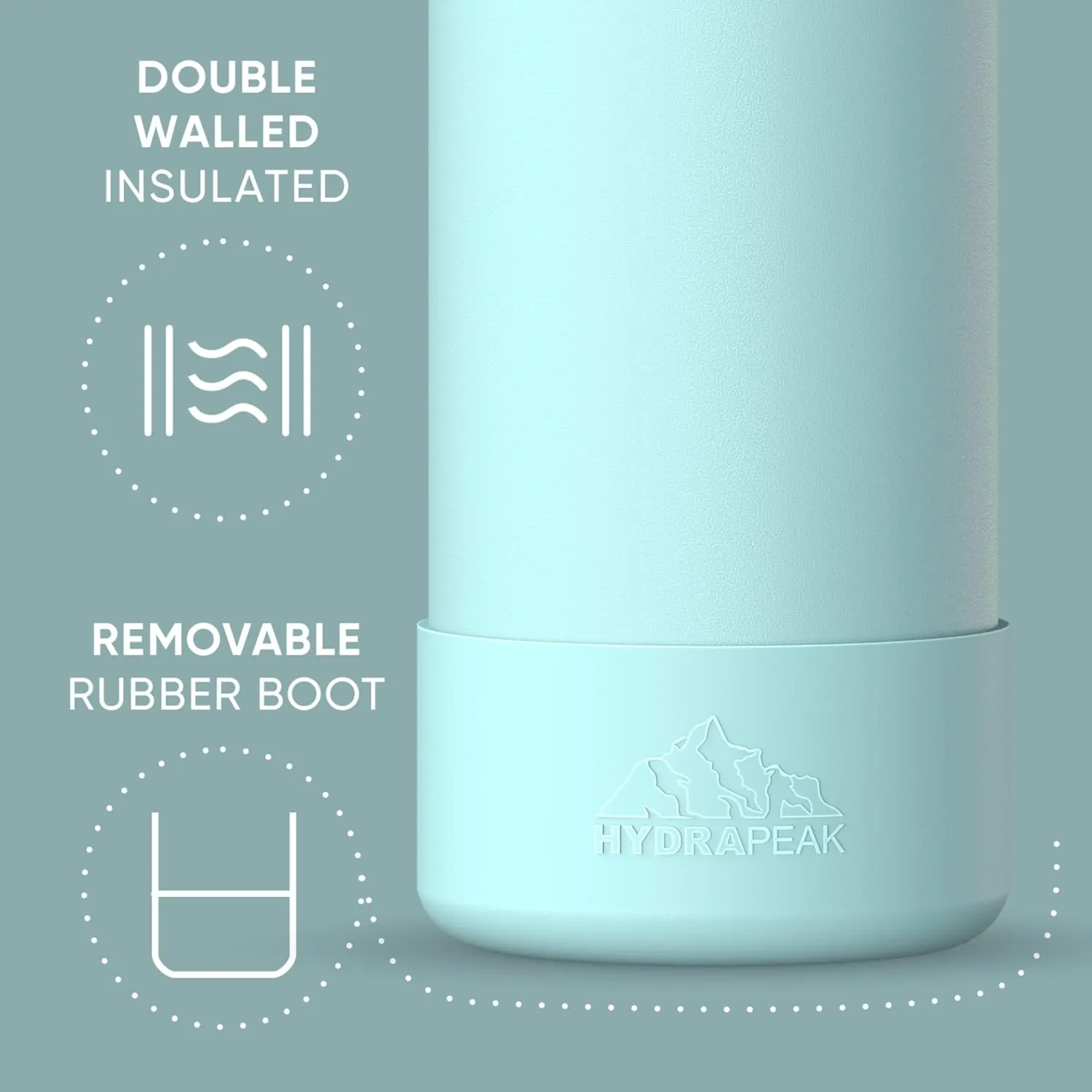 Hydrapeak 32oz Sport Insulated Water Bottle with Straw or Chug Lid, Leak & Spill Proof, Keeps Drinks Cold for 24 Hours, Hot for 12 Hours, Premium Stainless Steel Water Bottles (32oz, Alpine)