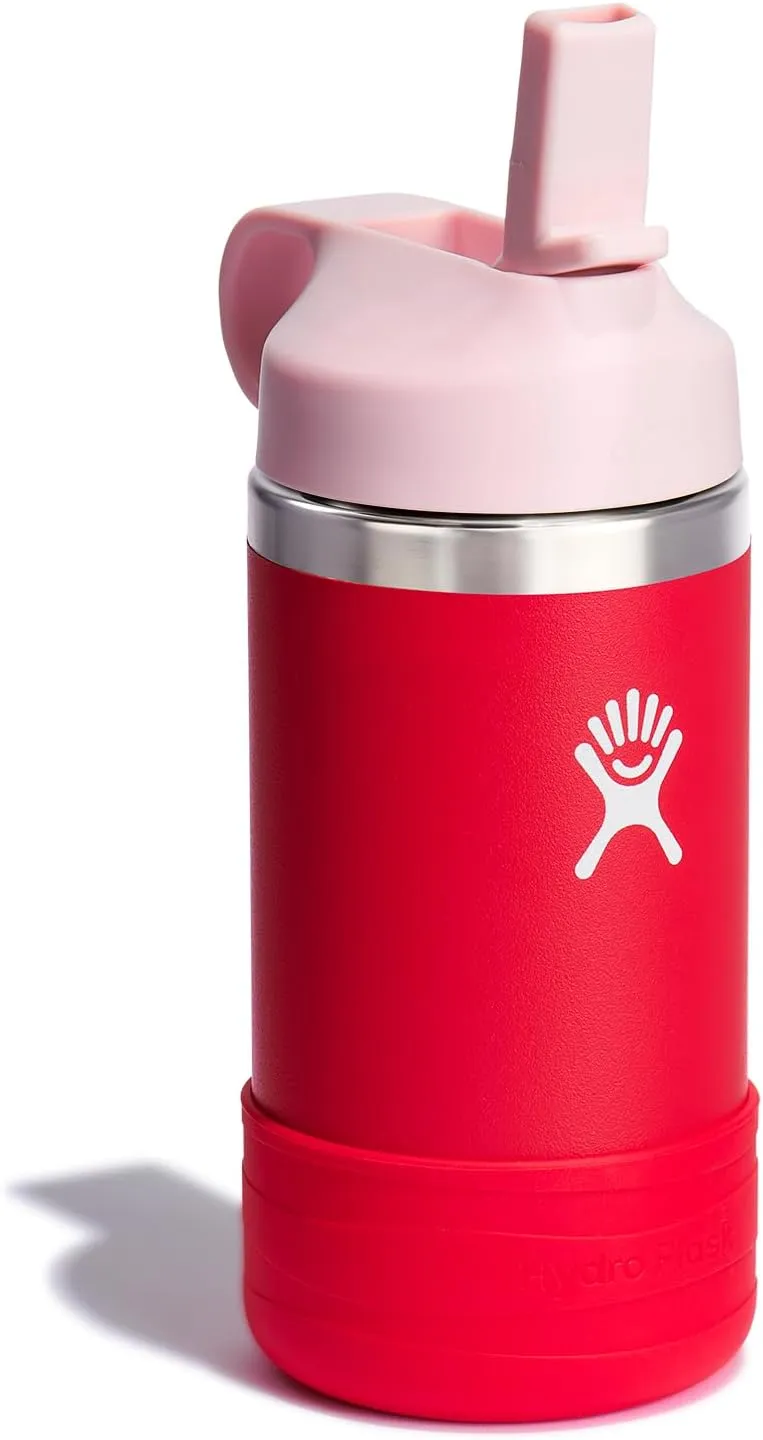 HYDRO FLASK Kids Water Bottle Jr. Stainless Steel Insulated With Straw Cap for Water, Milk, Juice, School, Camp, Sport, Play and Lunch, Easy to Clean, Leak-Resistant