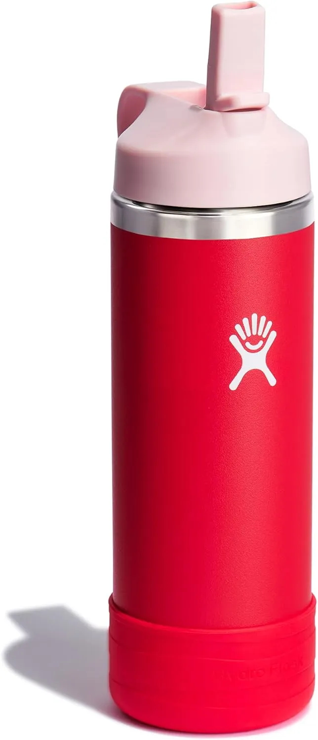 HYDRO FLASK Kids Water Bottle Jr. Stainless Steel Insulated With Straw Cap for Water, Milk, Juice, School, Camp, Sport, Play and Lunch, Easy to Clean, Leak-Resistant