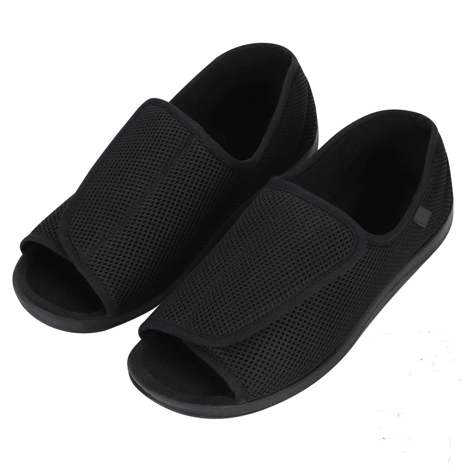 Ibluelover Men's Open Toe Diabetic Slippers Adjustable Orthopedic Walking Shoes Wide House Diabetic Shoes Comfortable Footwear Sandals Durable Square Toe Support Brace for Swollen Feet, Edema Elderly
