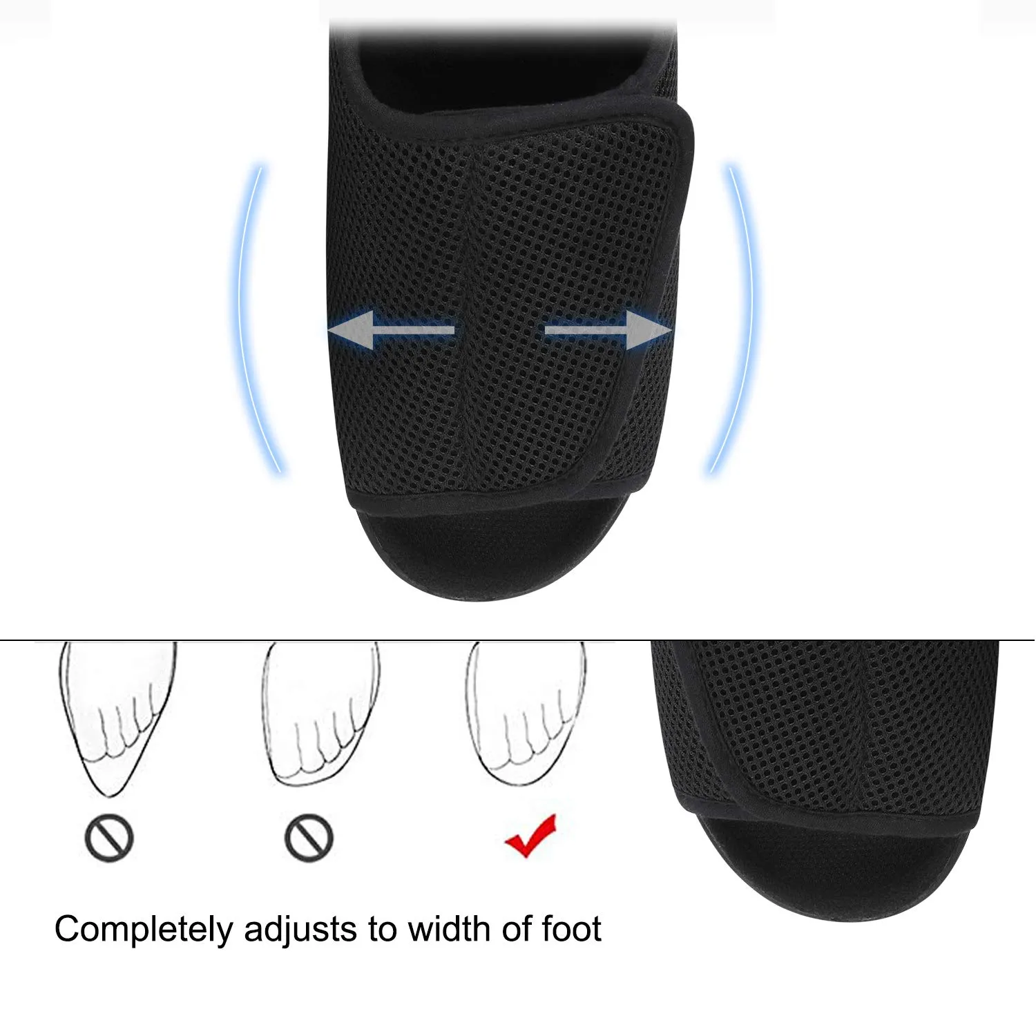 Ibluelover Men's Open Toe Diabetic Slippers Adjustable Orthopedic Walking Shoes Wide House Diabetic Shoes Comfortable Footwear Sandals Durable Square Toe Support Brace for Swollen Feet, Edema Elderly