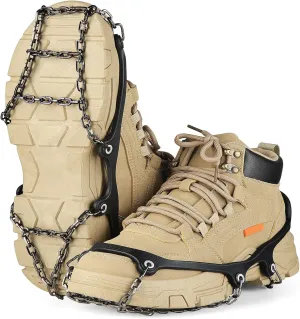 Ice Cleats for Shoes and Boots Traction Cleats Men Women Boot Chains Crampons for Anti Slip Outdoor Shoveling Hiking Walking on Snow and Ice (Black, S)