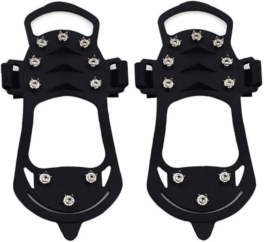 Ice Grips Snow Crampons Traction Cleats Shoe Boot Grippers Anti Slip 10 Studs Spikes for Winter Walking