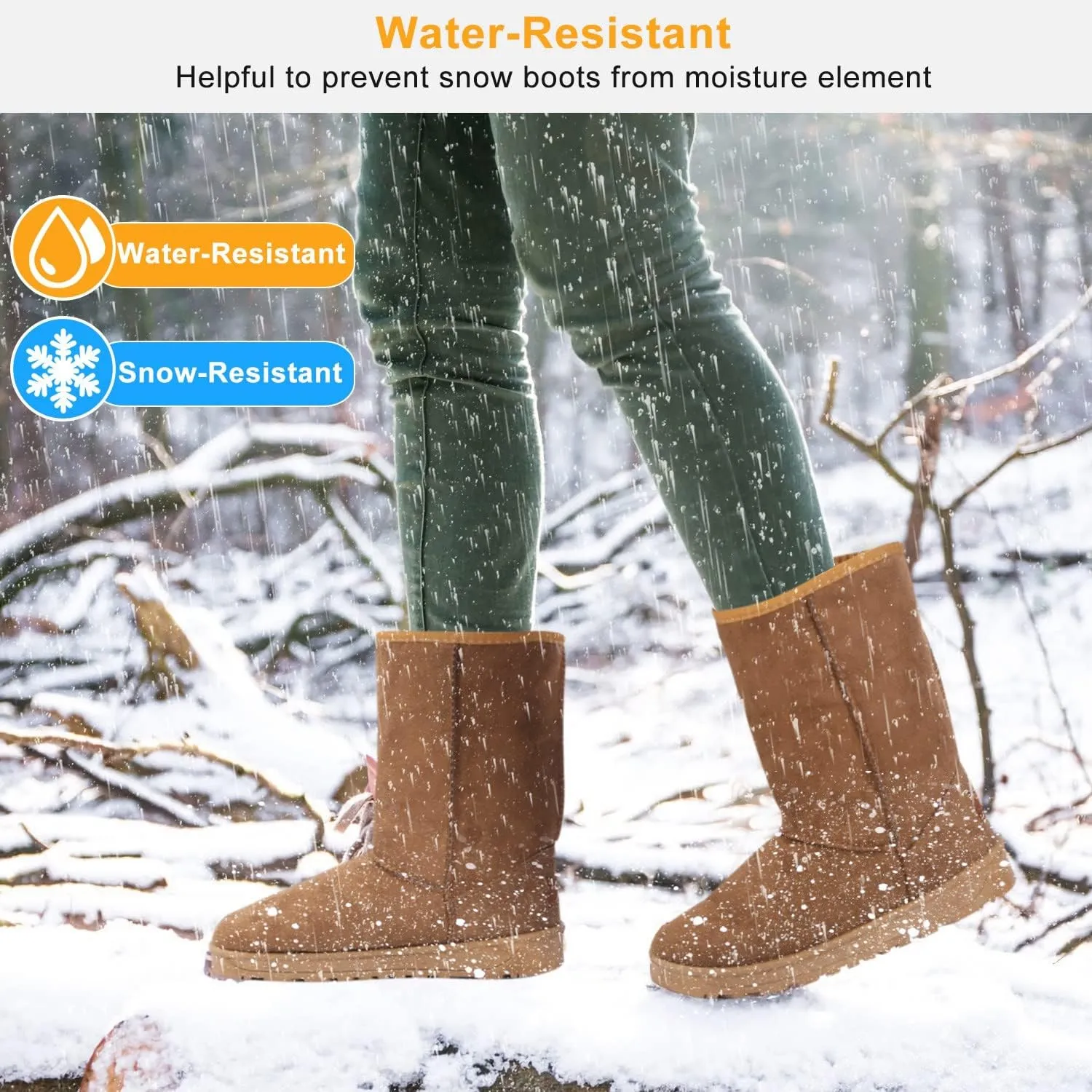 iMounTEK Snow Boots for Women Winter Snow Boots for Ladies Upgrade Warm Comfortable Waterproof Faux Suede Mid-Calf Boots Fur Warm Lining Shoes For Outside