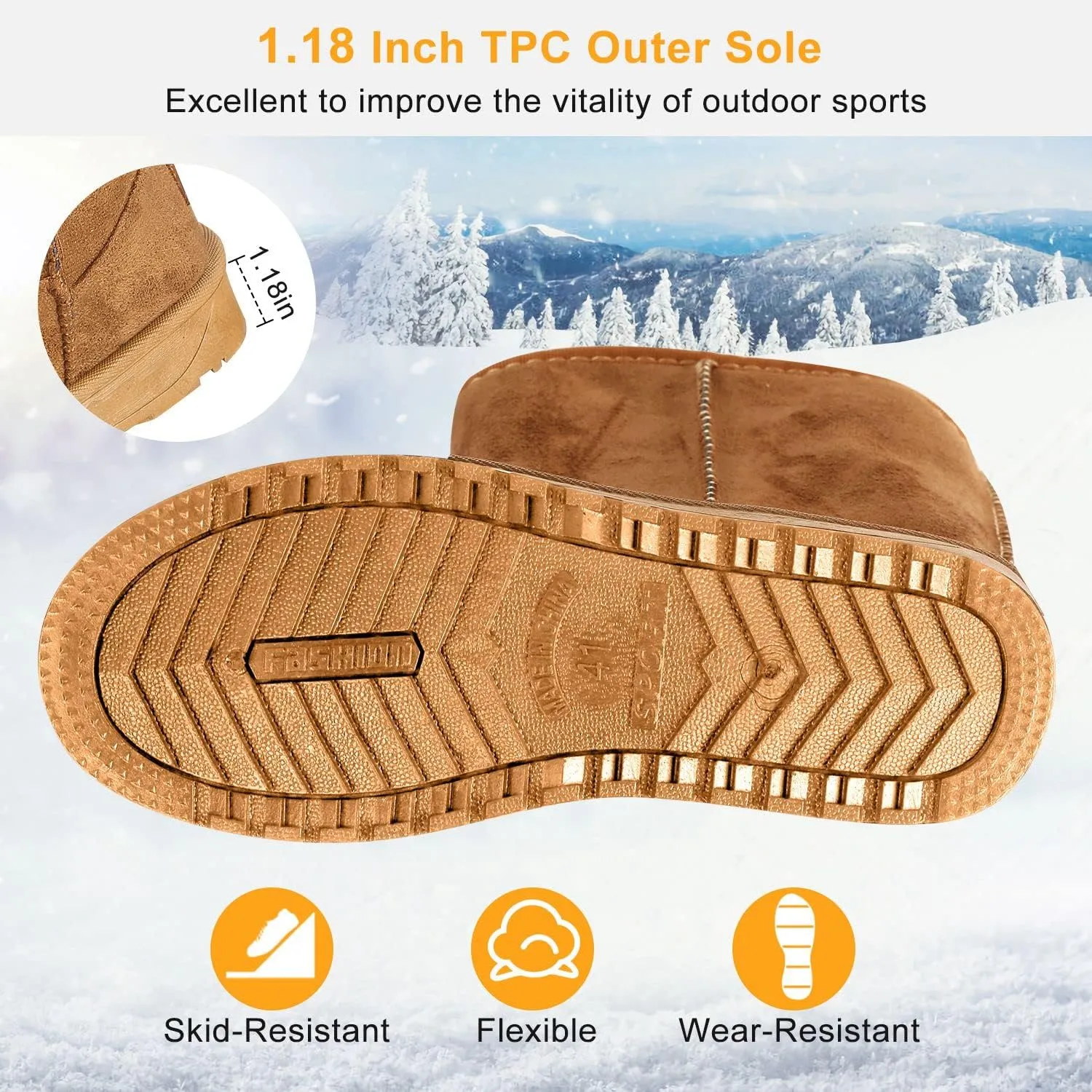 iMounTEK Snow Boots for Women Winter Snow Boots for Ladies Upgrade Warm Comfortable Waterproof Faux Suede Mid-Calf Boots Fur Warm Lining Shoes For Outside