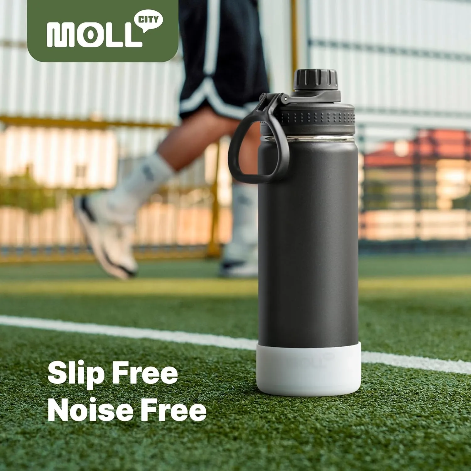 Insulated Water Bottle-18 oz Stainless Steel Vacuum Wide Mouth Sports Flask with Silicone Boot-Reusable Metal Leak Proof Travel Water Bottle Boys, BPA-Free(Grass Green)