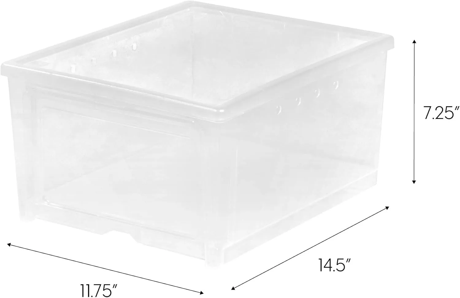 IRIS USA Stackable Shoe Storage Box with Flip Up Door and Air Vents, 4-Pack, Sturdy Shoe Scarf Toy Game Organizer Container with Ventilation Holes for Closet Under Bed Entryway Storage, Wide, Clear
