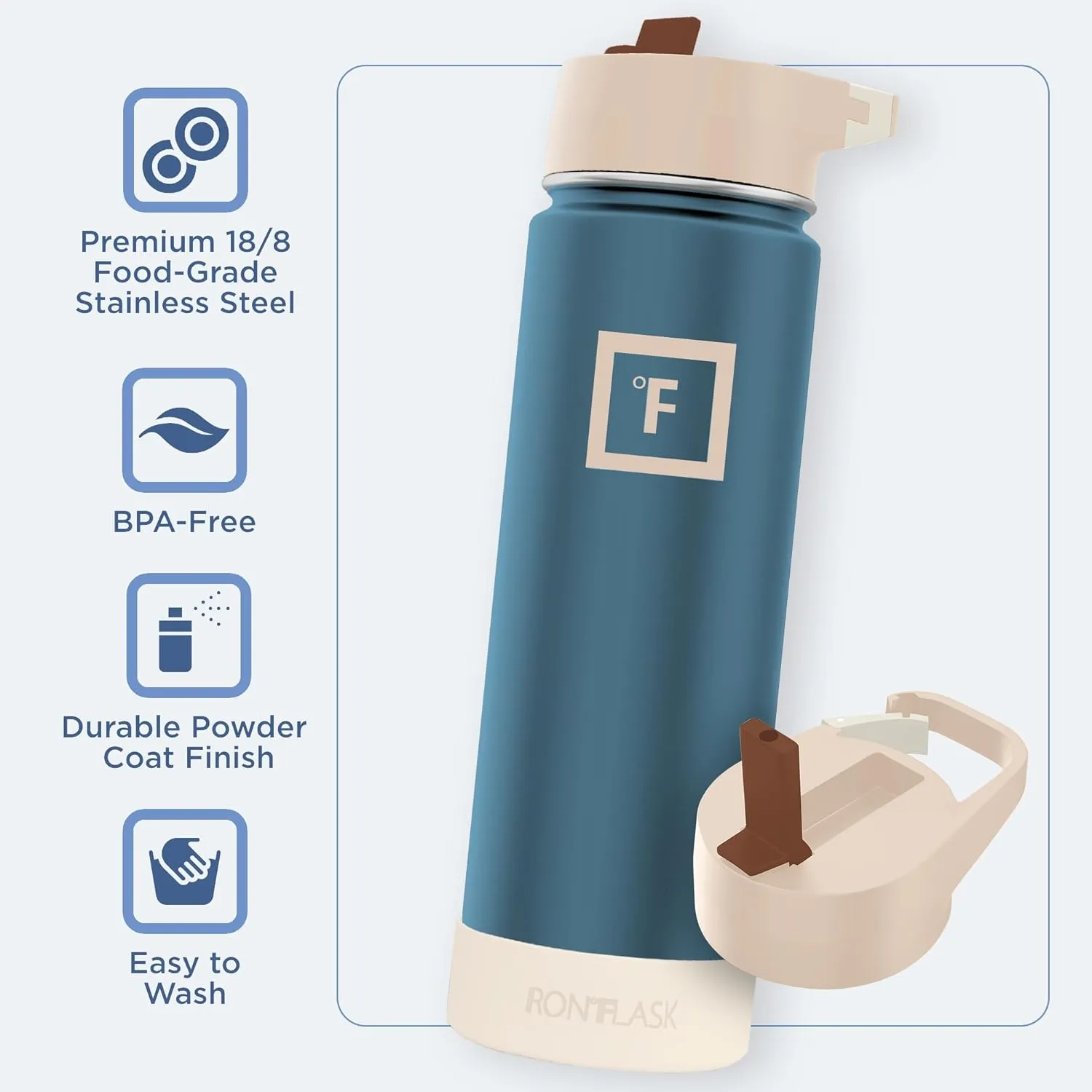 IRON °FLASK Camping & Hiking Hydration Flask with Straw Lid & Boot - Stainless Steel, Double Walled & Vacuum Insulated Water Bottle - Leak Proof & BPA Free (Desert Oasis, Straw - 22 oz)