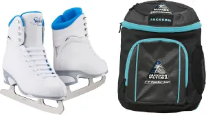 Jackson Ultima Finesse JS181 / JS184 Figure Girls Ice Skates Bundle with Guardog Skate Guards, Jackson Skate Backpack - Improved, JUST LAUNCHED 2022