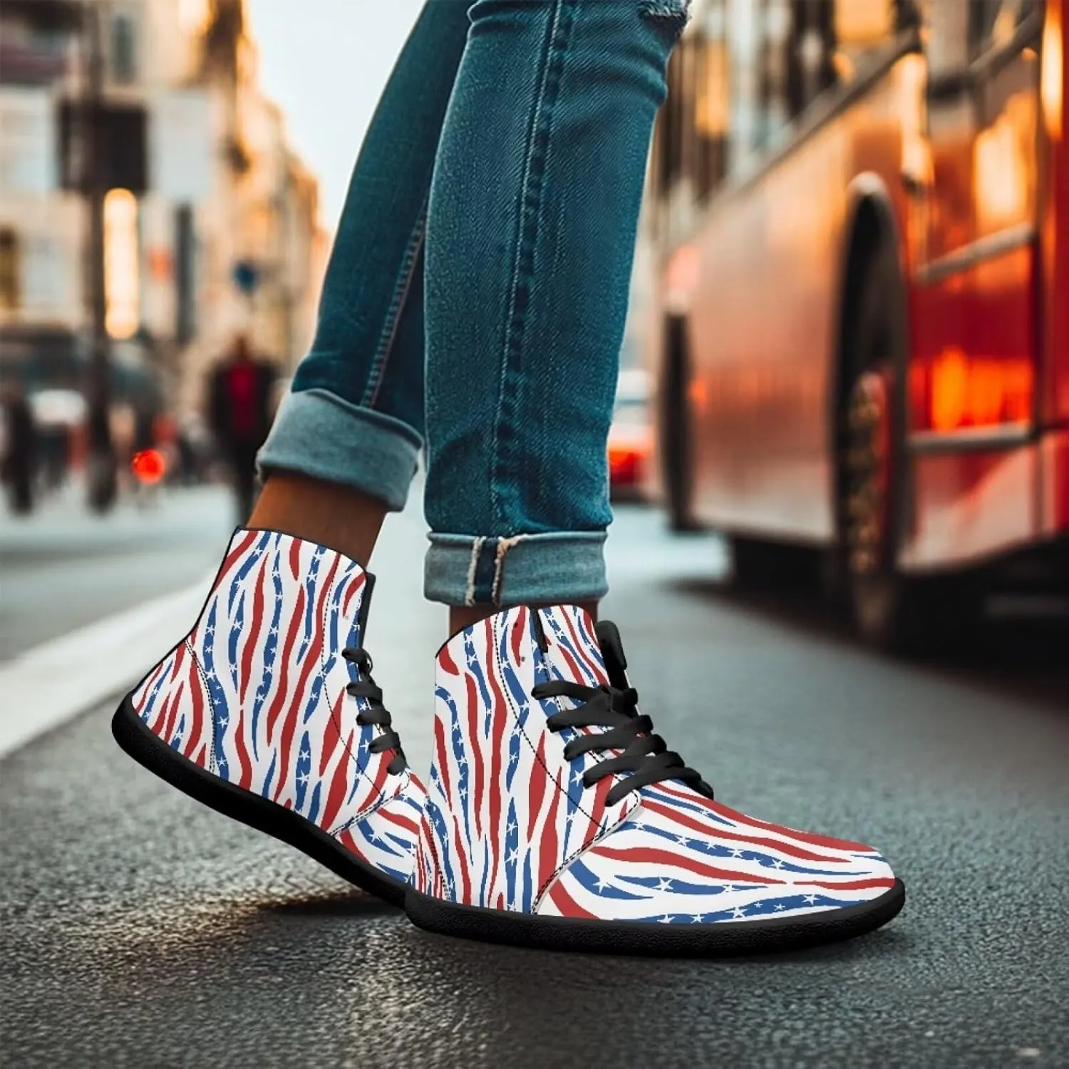 Jeiento Animal Print Barefoot High Top Sneaker Tennis Shoes Comfort Sports Fitness Running Shoes for Men