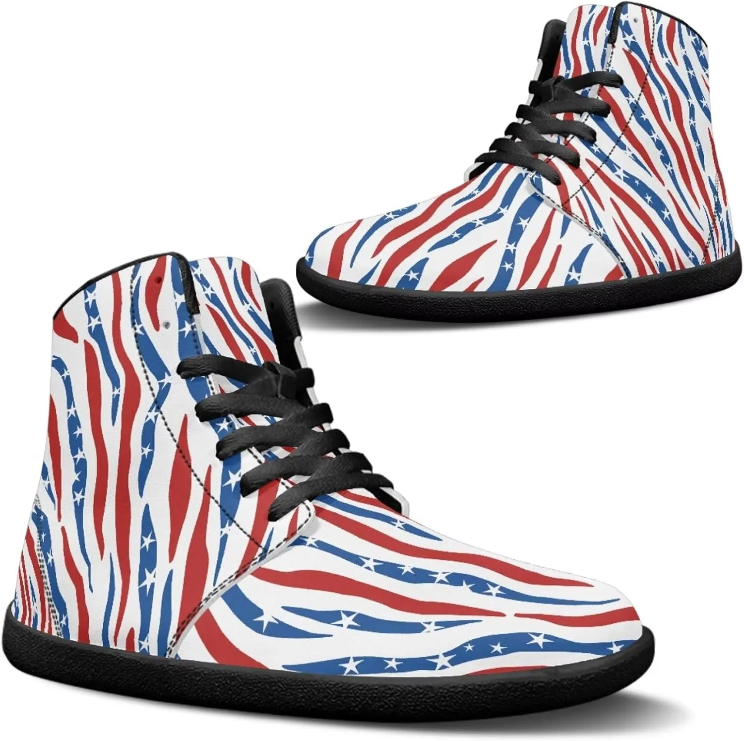 Jeiento Animal Print Barefoot High Top Sneaker Tennis Shoes Comfort Sports Fitness Running Shoes for Men