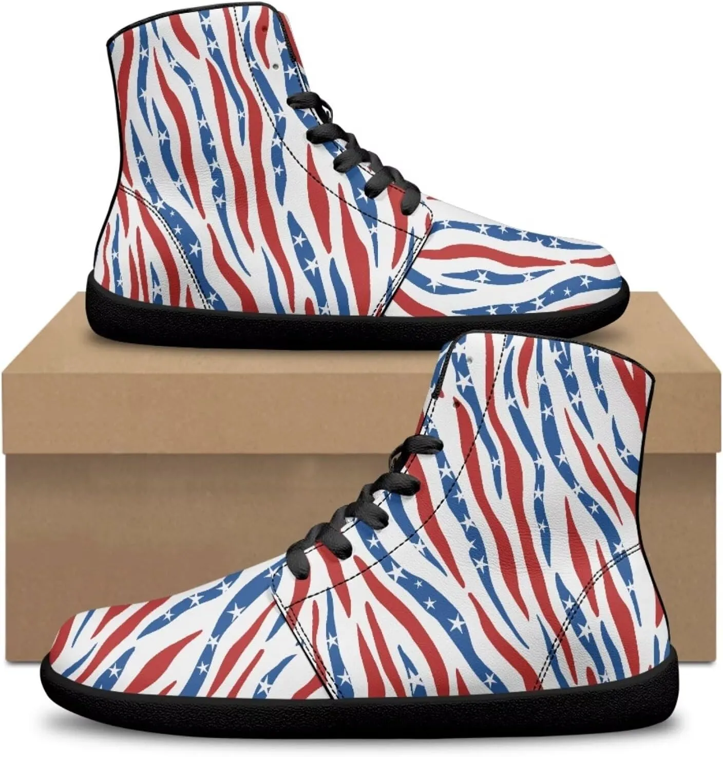 Jeiento Animal Print Barefoot High Top Sneaker Tennis Shoes Comfort Sports Fitness Running Shoes for Men