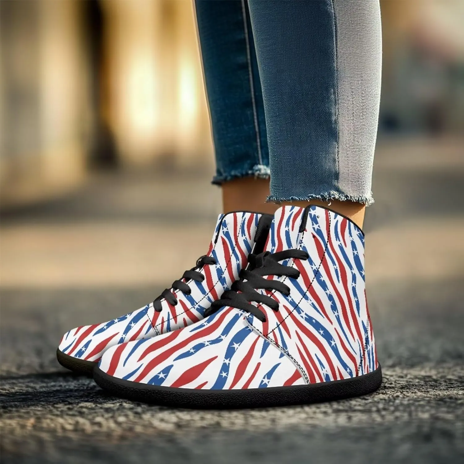 Jeiento Animal Print Barefoot High Top Sneaker Tennis Shoes Comfort Sports Fitness Running Shoes for Men