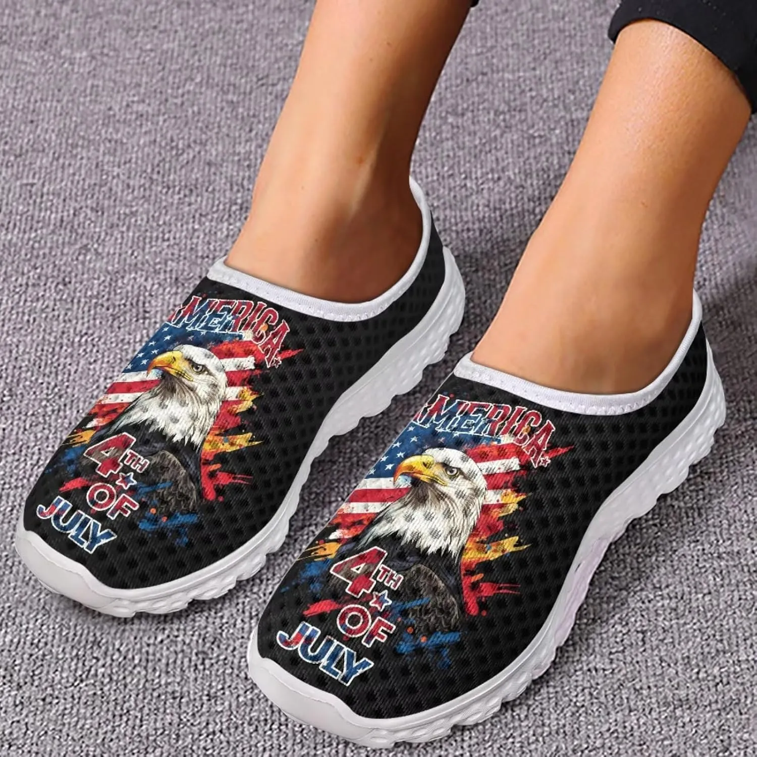 Jeiento Halloween Shoes for Women Men Halloween Party Walking Running Sneaker Shoes Slip-On Breathable Mesh Workout Fashion Shoes
