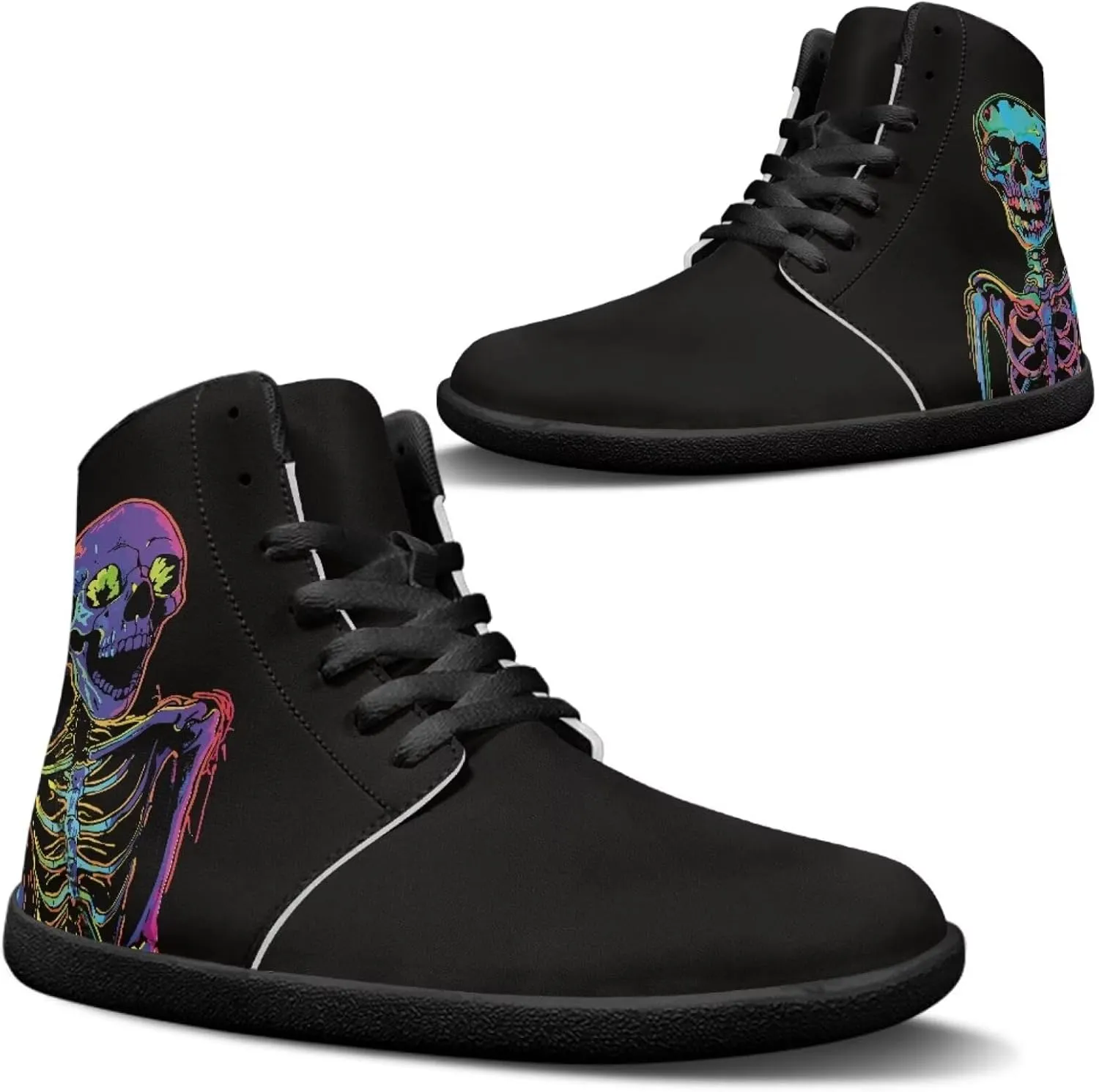 Jeiento Mens Sugar Skull Barefoot Shoes Zero Drop Sole Trail Running Sneakers Wide Toe Box