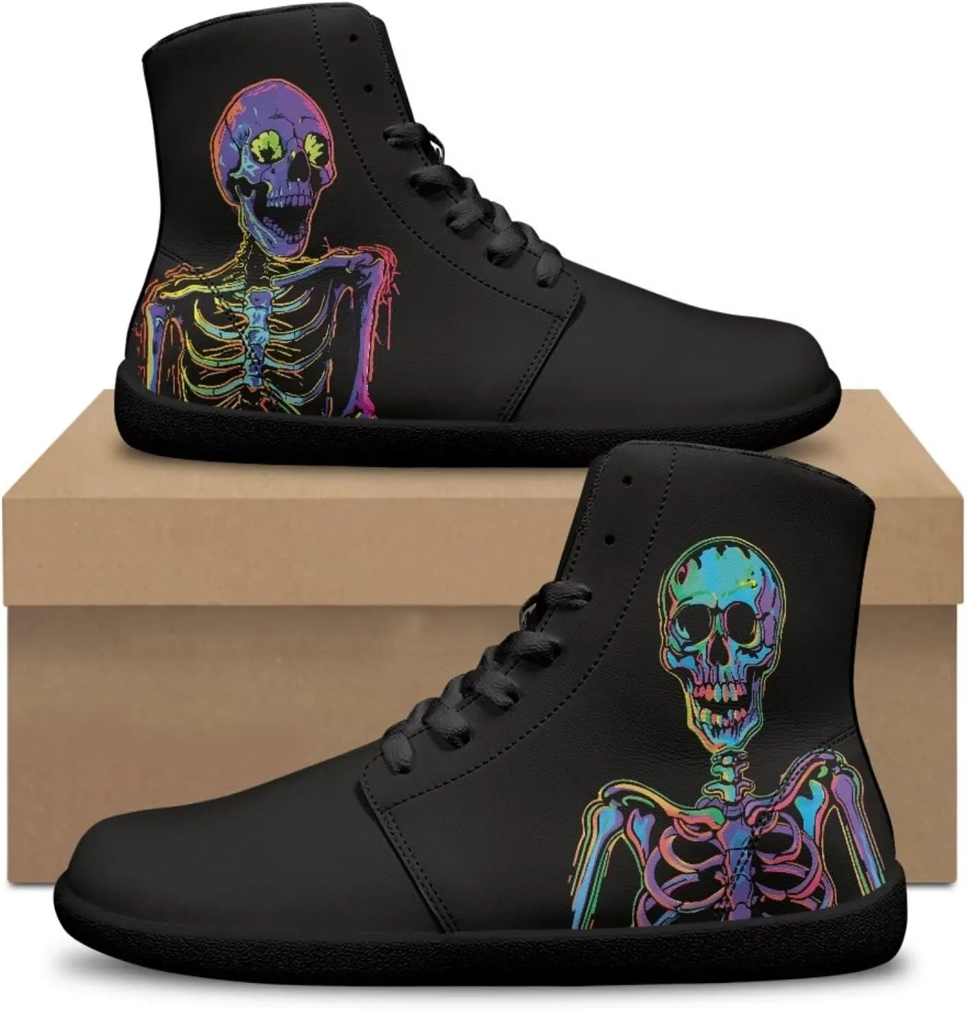 Jeiento Mens Sugar Skull Barefoot Shoes Zero Drop Sole Trail Running Sneakers Wide Toe Box