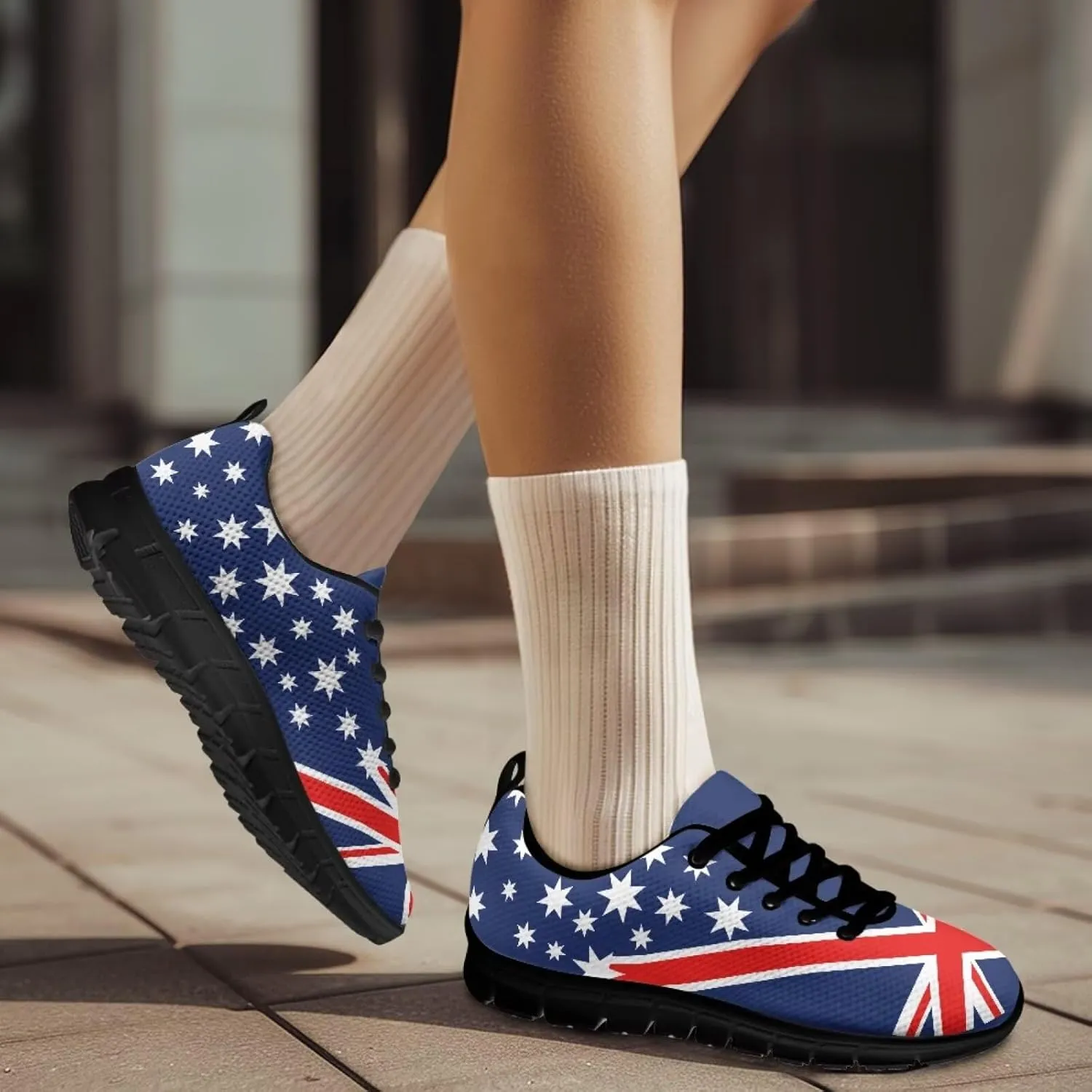 Jeiento Womens Fashion Sneaker American Flag Shoes for Men Women Casual Running Sports Slip On Sneakers Comfort Lace Up Walking Shoes