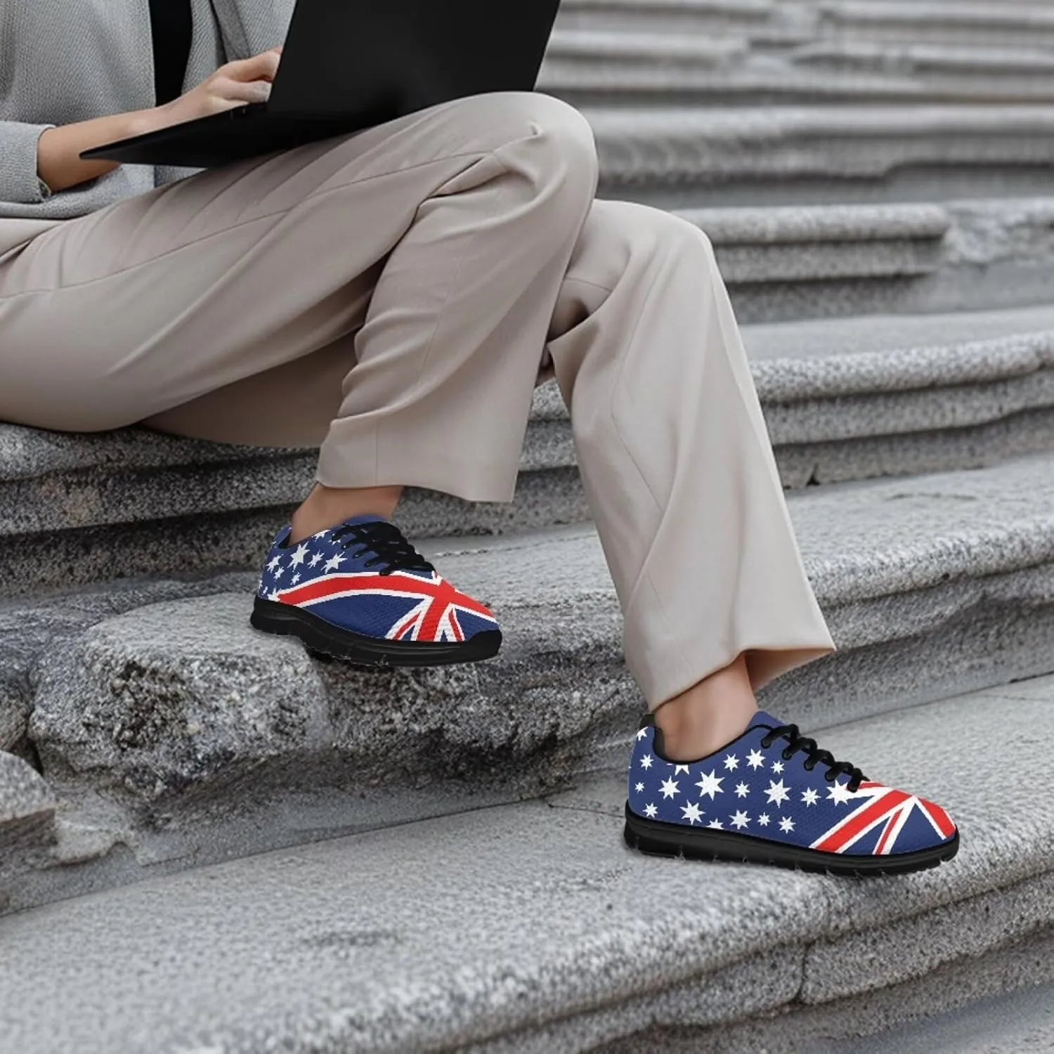 Jeiento Womens Fashion Sneaker American Flag Shoes for Men Women Casual Running Sports Slip On Sneakers Comfort Lace Up Walking Shoes