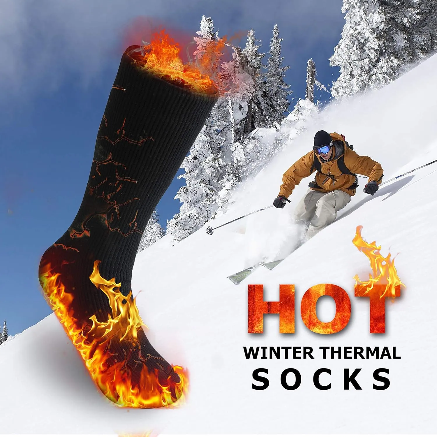 JSPA 2/1 Pack Mens Winter Warm Thermal Socks Womens Insulated Heat Crew Fuzzy Hiking Boot Socks for Outdoor Extreme Cold