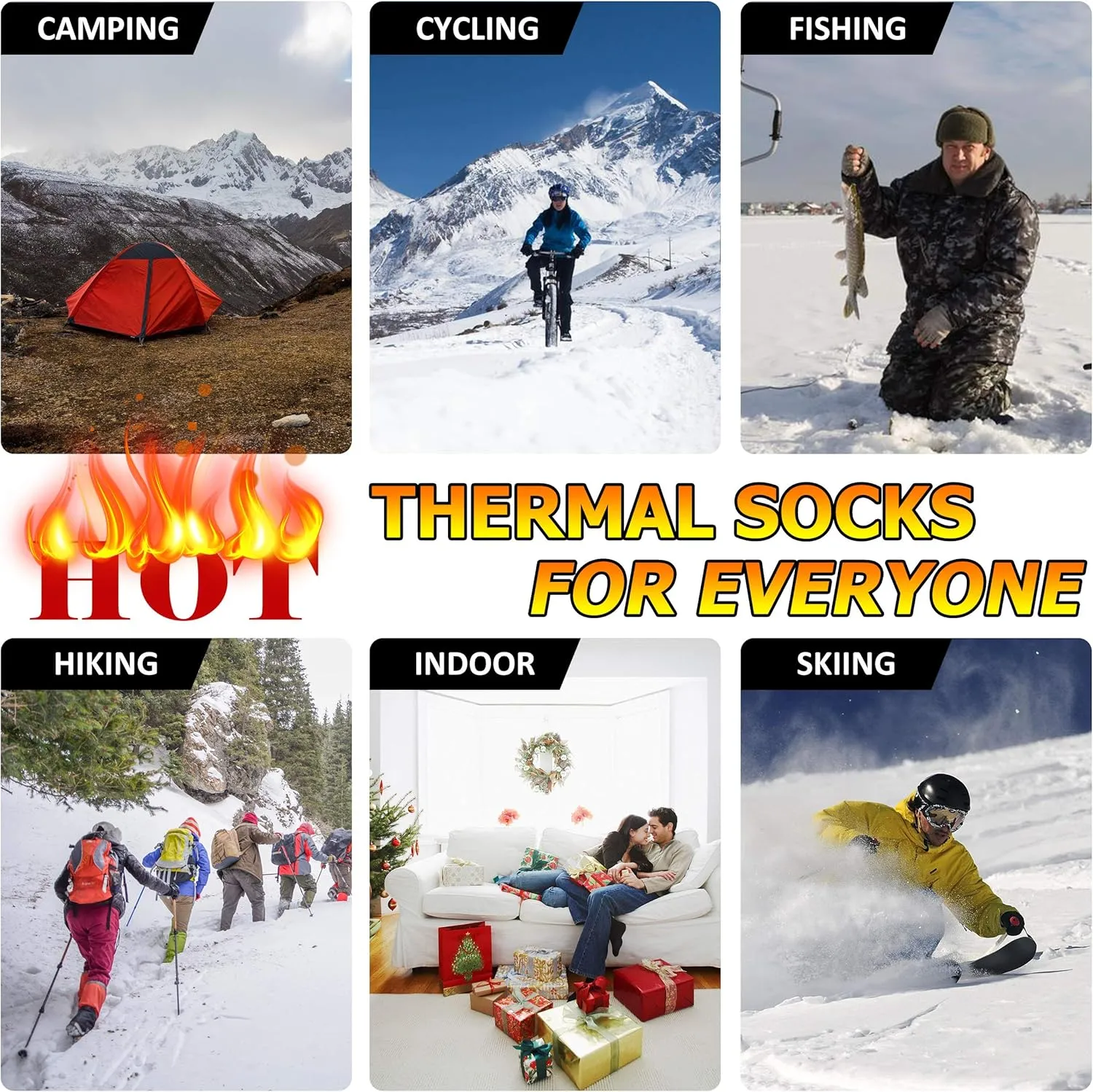 JSPA 2/1 Pack Mens Winter Warm Thermal Socks Womens Insulated Heat Crew Fuzzy Hiking Boot Socks for Outdoor Extreme Cold