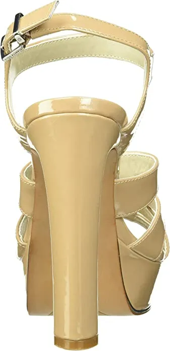 Kenneth Cole Women's Nealie Platform Heeled Sandal, Dark Nude Patent, 8.5 M US