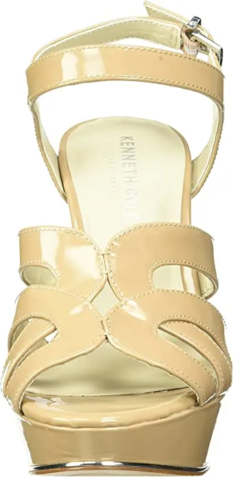 Kenneth Cole Women's Nealie Platform Heeled Sandal, Dark Nude Patent, 8.5 M US