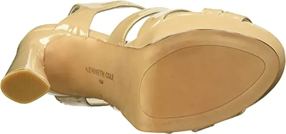 Kenneth Cole Women's Nealie Platform Heeled Sandal, Dark Nude Patent, 8.5 M US