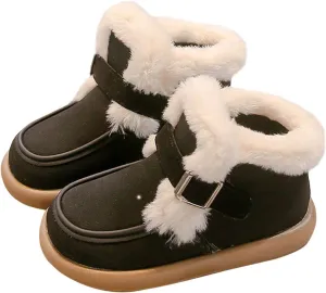 Kids Furry Warm Winter Ankle Boots Boys Girls Cozy Fleece Plush Soft Fuzzy F𝐮r Collar Snow-Proof Platform Shoes