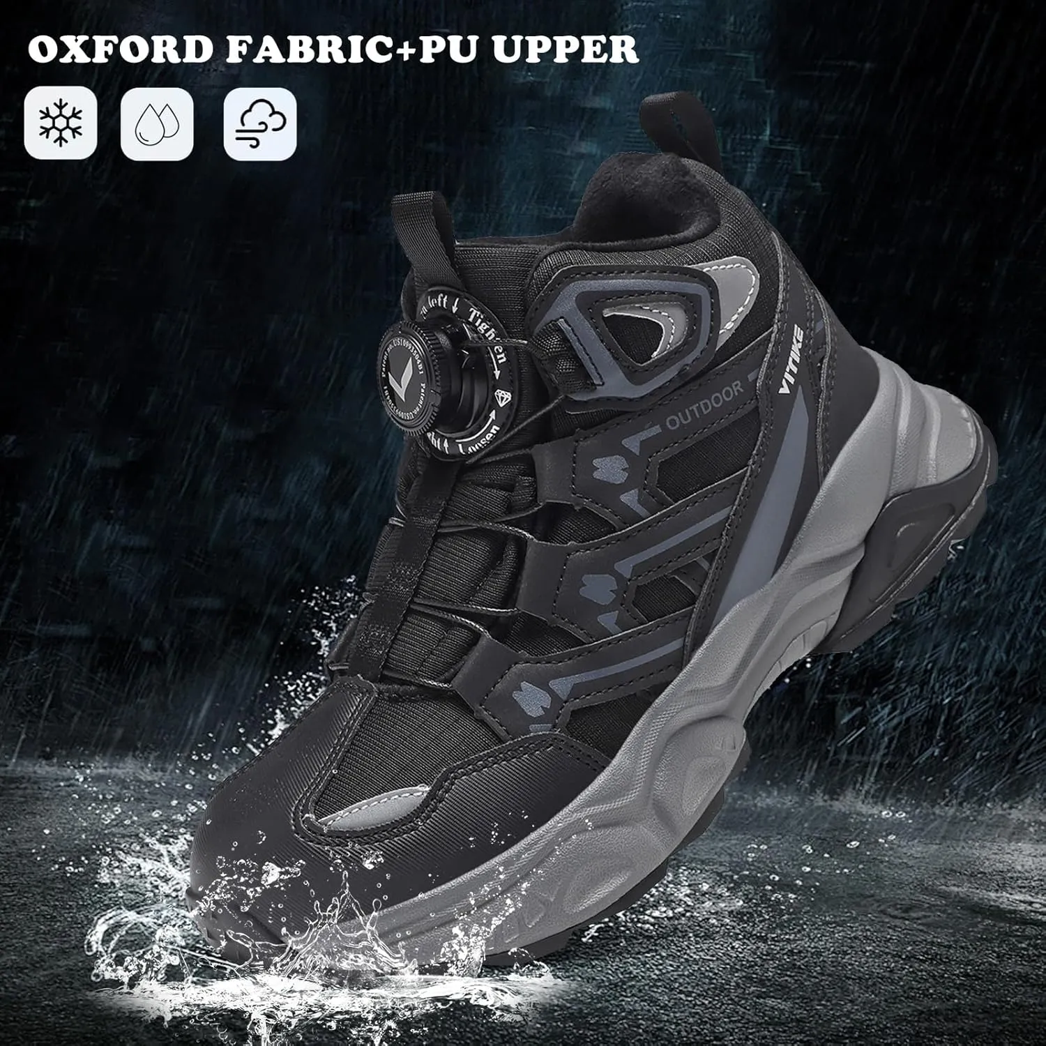 Kids Snow Boots Boys Girls Winter Shoes Warm Waterproof Slip Resistant Outdoor Hiking Walking Boot