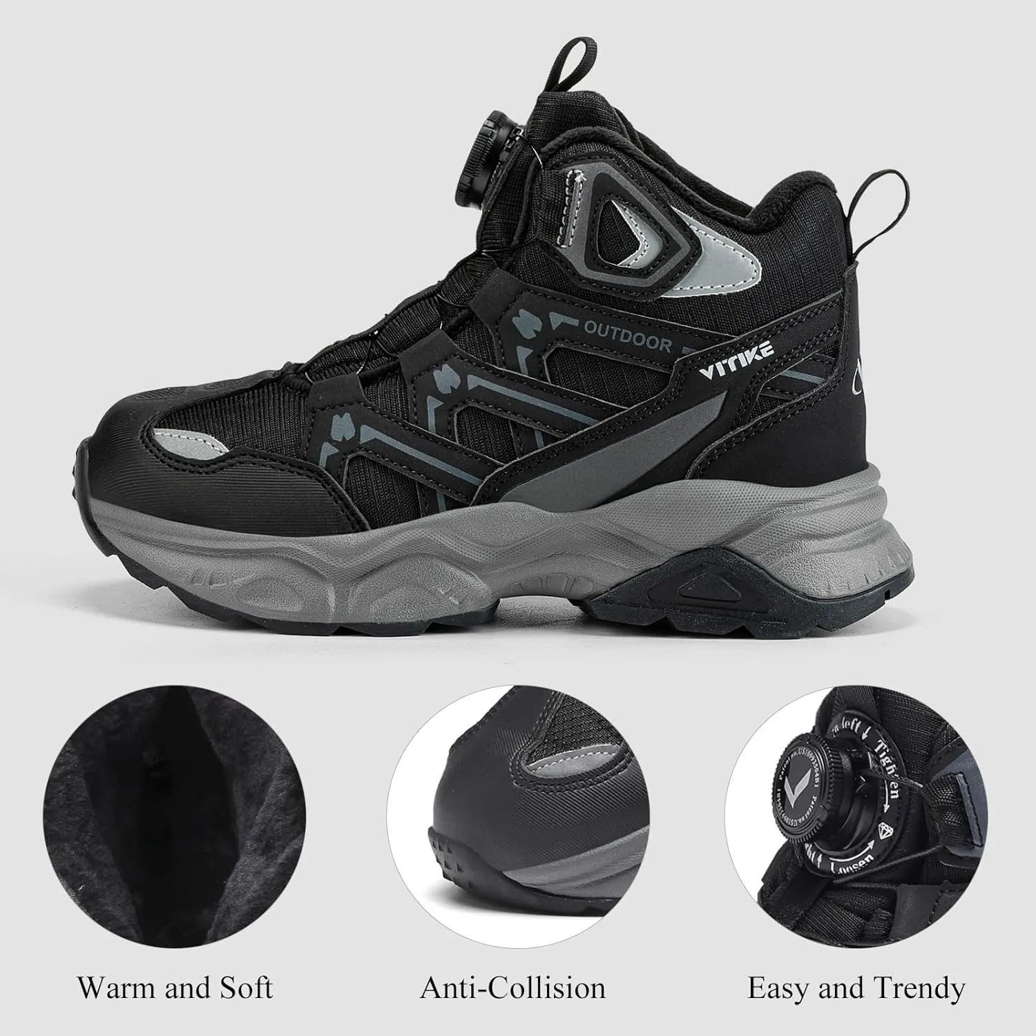 Kids Snow Boots Boys Girls Winter Shoes Warm Waterproof Slip Resistant Outdoor Hiking Walking Boot