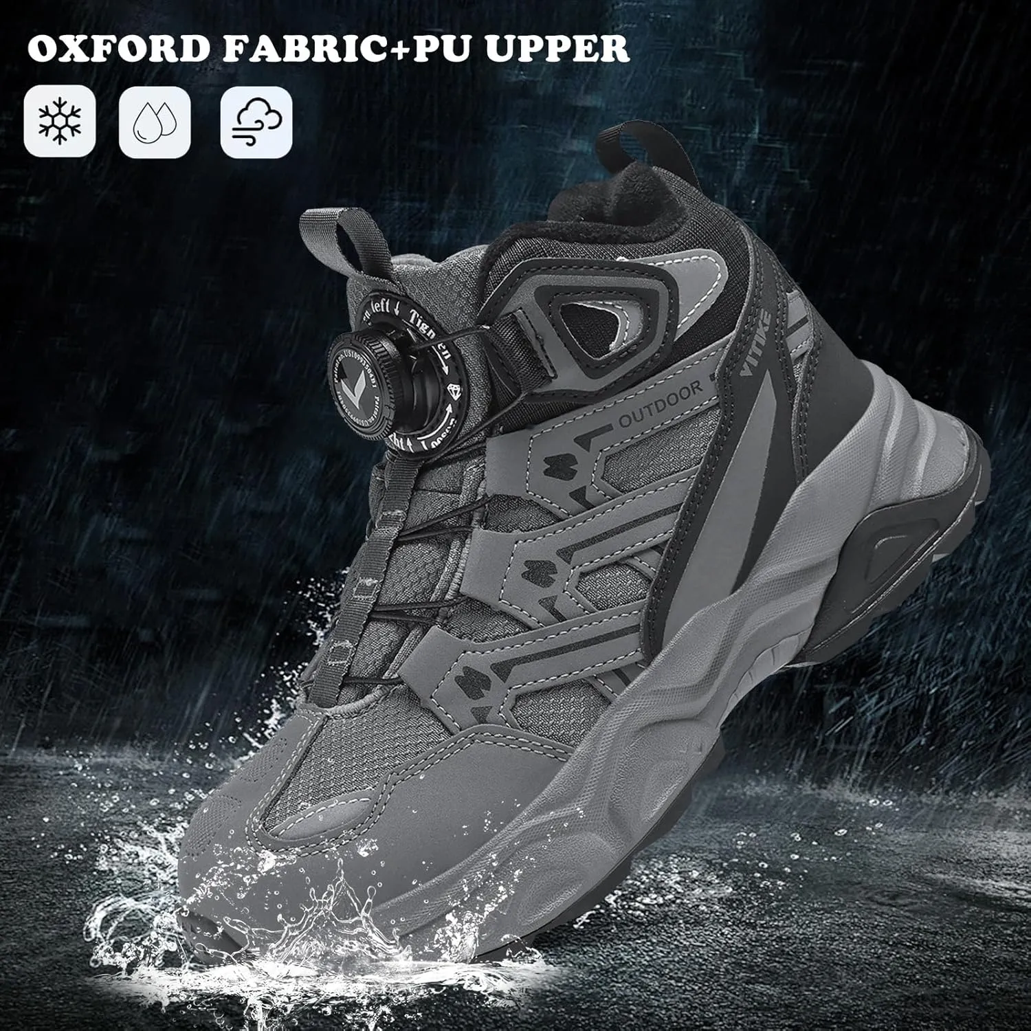 Kids Snow Boots Boys Girls Winter Shoes Warm Waterproof Slip Resistant Outdoor Hiking Walking Boot