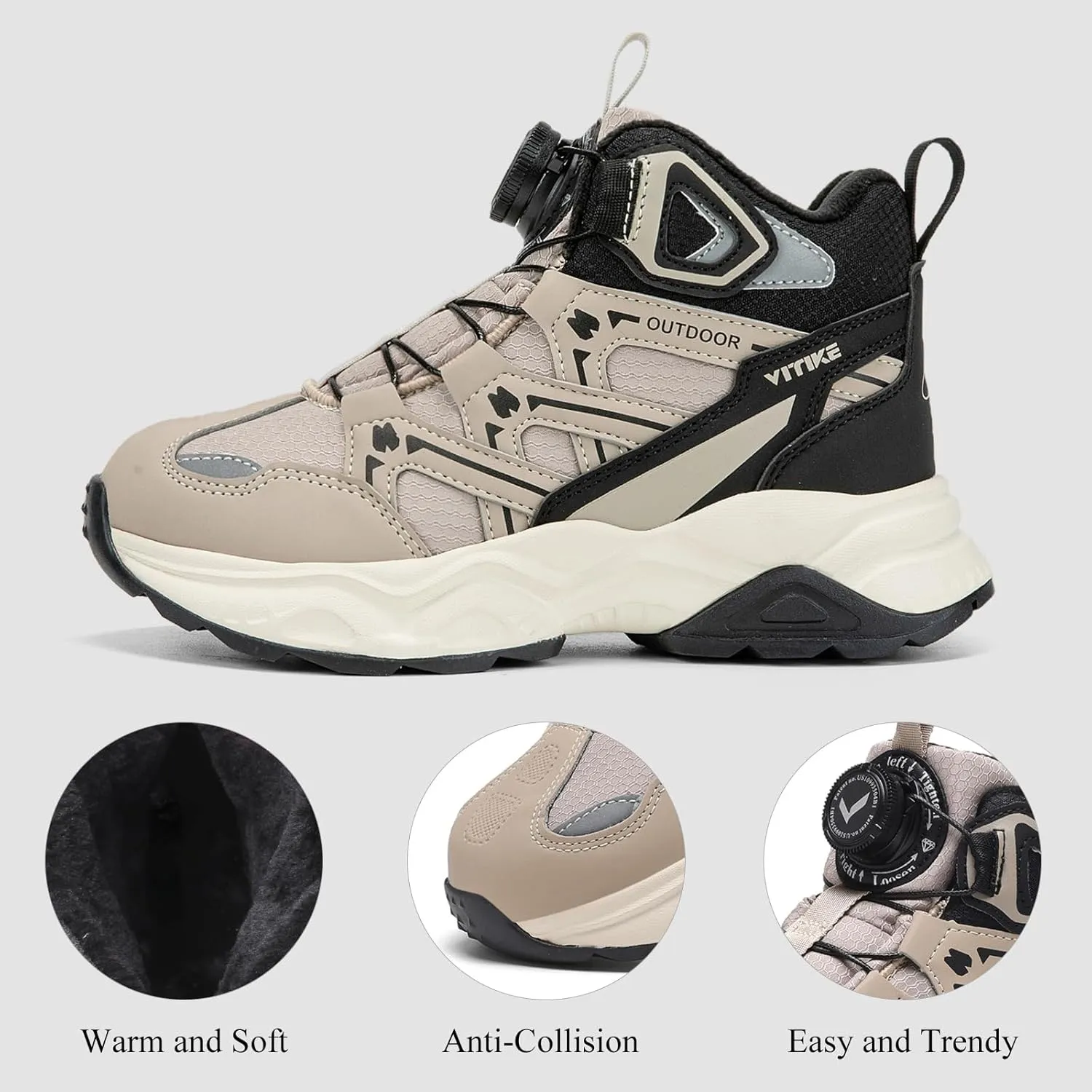 Kids Snow Boots Boys Girls Winter Shoes Warm Waterproof Slip Resistant Outdoor Hiking Walking Boot