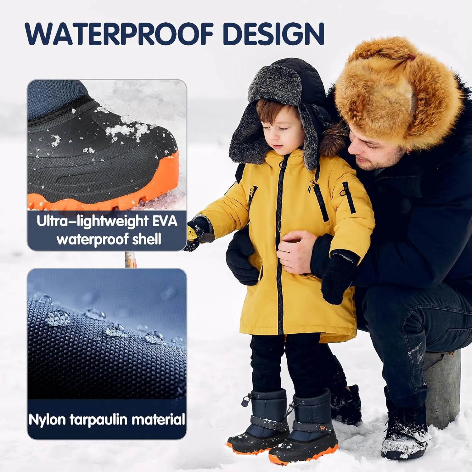 Kids Snow Boots Warm Waterproof Boys Winter Boot Non Slip Snow Shoes Outdoor Boys Girls Snow Boots
