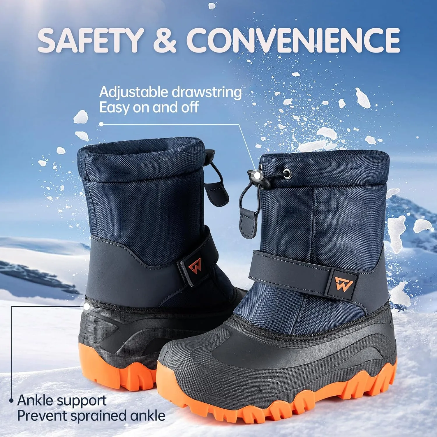 Kids Snow Boots Warm Waterproof Boys Winter Boot Non Slip Snow Shoes Outdoor Boys Girls Snow Boots