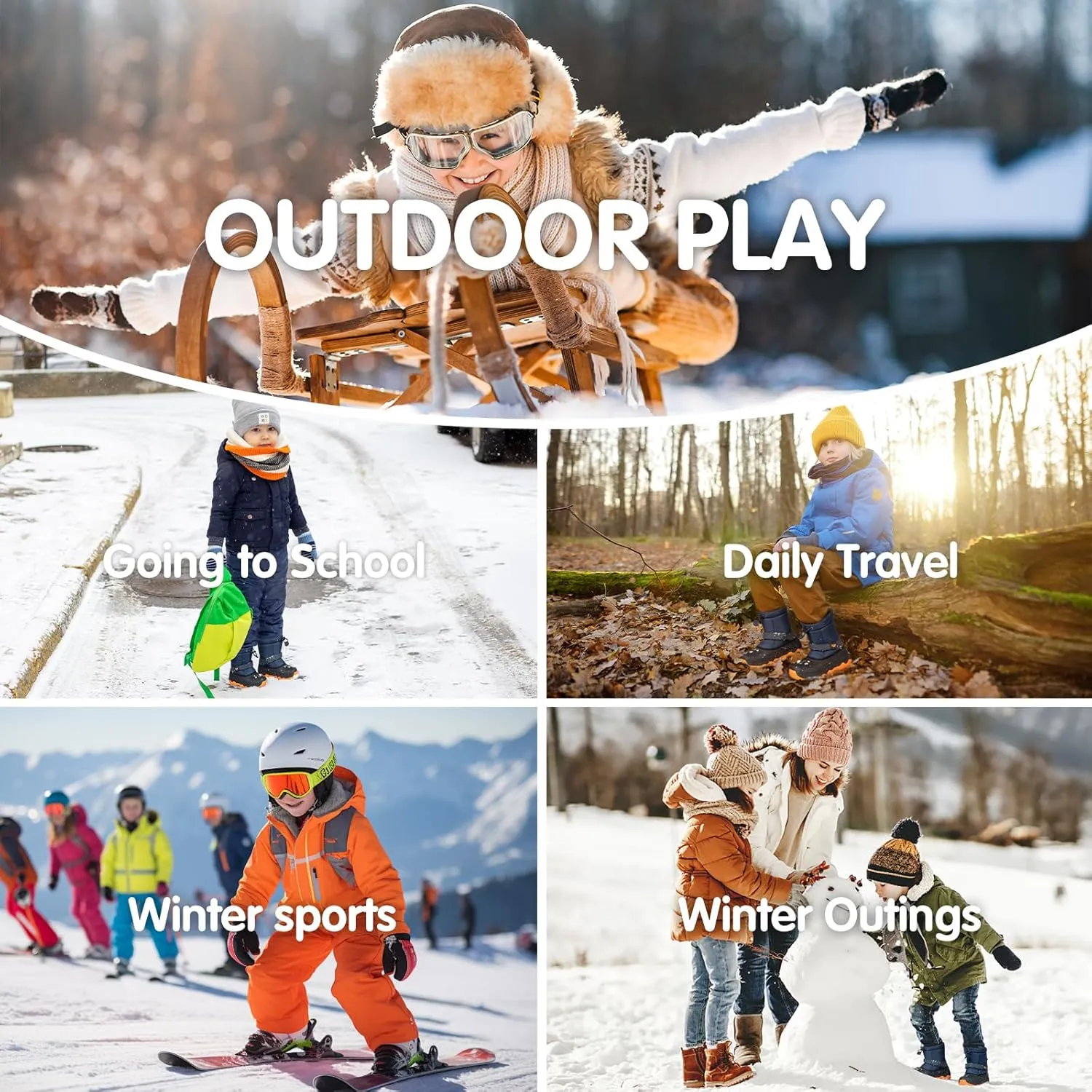 Kids Snow Boots Warm Waterproof Boys Winter Boot Non Slip Snow Shoes Outdoor Boys Girls Snow Boots