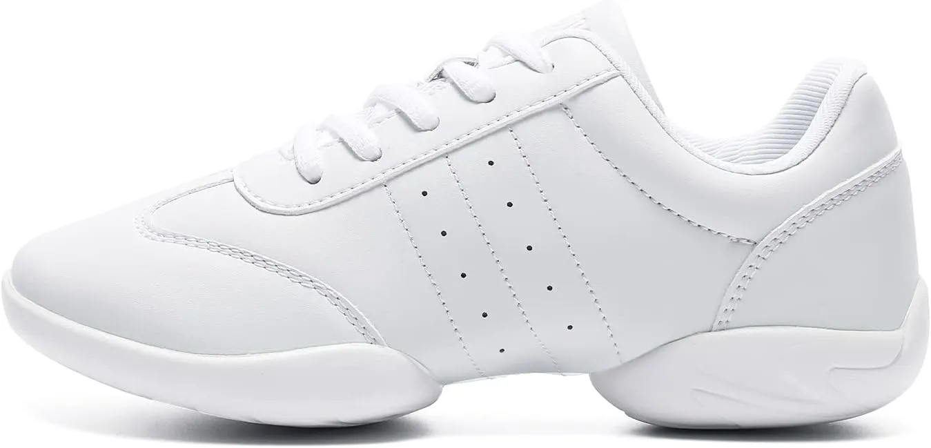 LANDHIKER Cheer Shoes Girls White Dance Shoes Youth Cheerleading Sports Training Athletic Comfortable Shoes Flats Girl