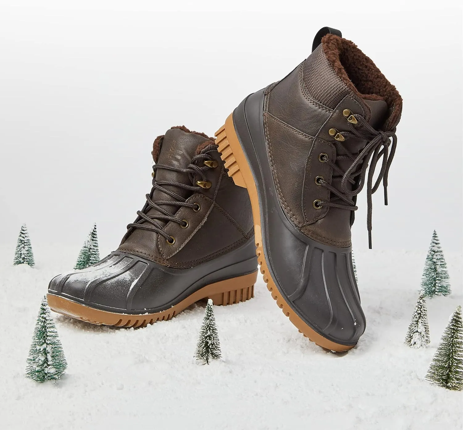 LONDON FOG Aspen Winter Boots for Men Waterproof Snow - Insulated Duck Mens Snow Boots or Rain Boots, Black Tan or Brown, Size 7 to 15 Medium and Extra Wide Widths