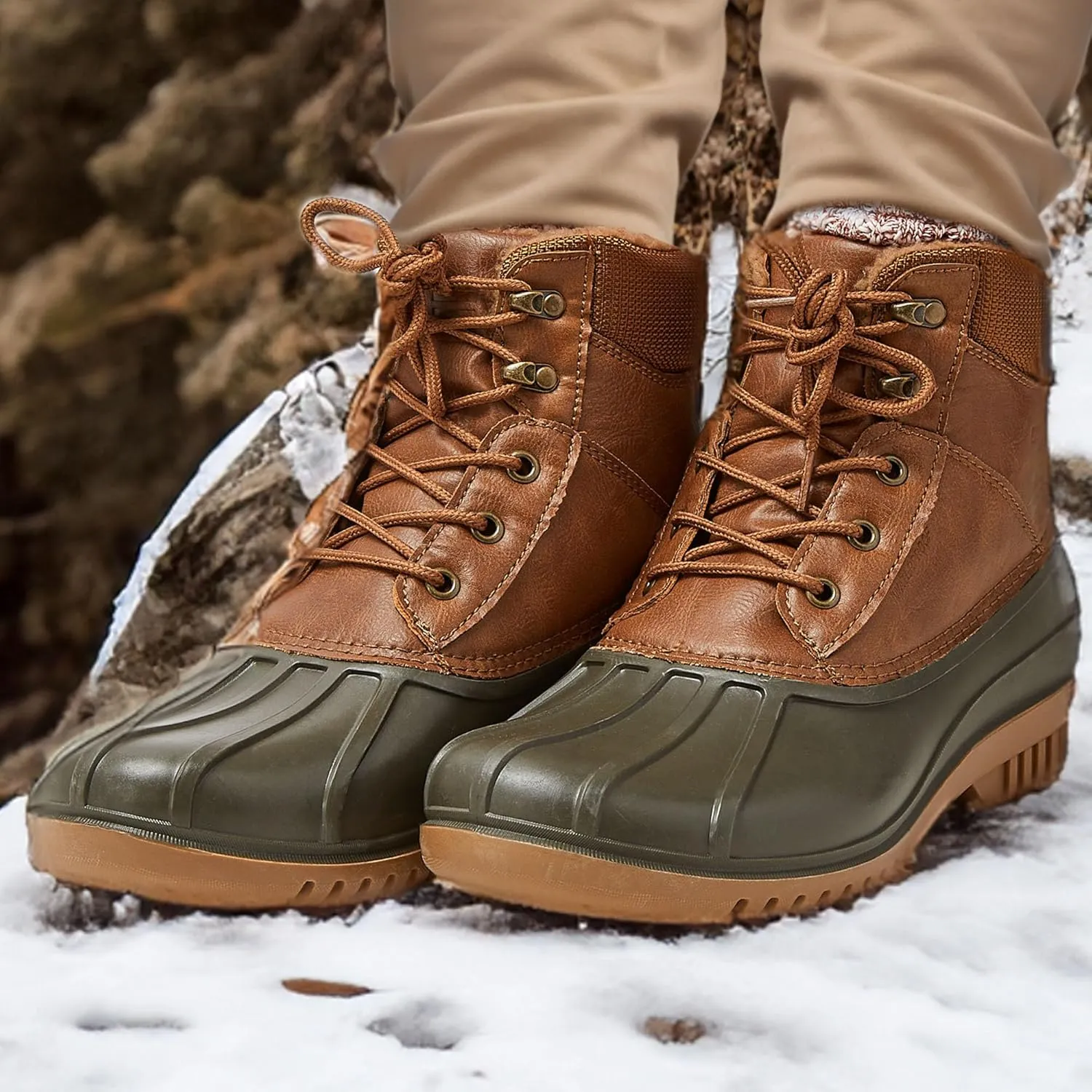 LONDON FOG Aspen Winter Boots for Men Waterproof Snow - Insulated Duck Mens Snow Boots or Rain Boots, Black Tan or Brown, Size 7 to 15 Medium and Extra Wide Widths